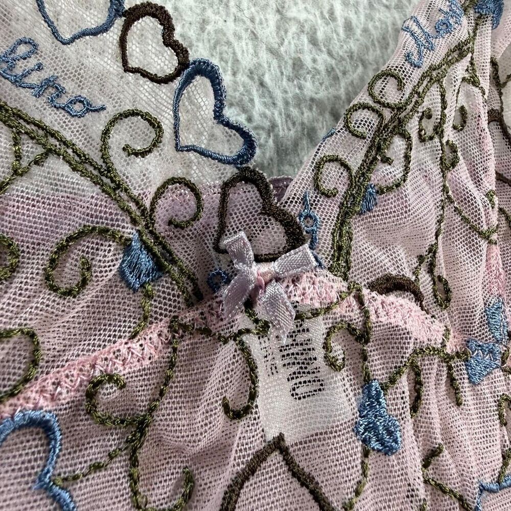 Rare Moschino Lingerie purple embroidered mesh heart cami slip tank top ๐ - Picture 4 of 8